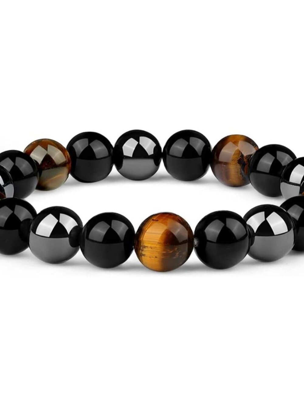 Triple Protection Healing Crystal Bracelet - Black Obsidian, Tiger Eye, Hematite